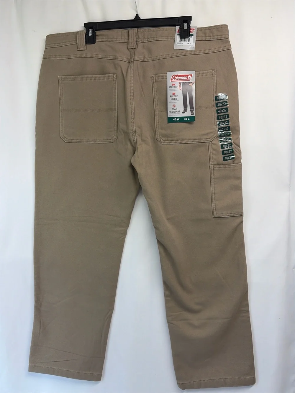 NWT Coleman Men's 40x32 Fleece Lined Tear Resistant Stretch Utility Pants $85